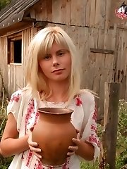 This girlâ€™s pussy stuffing wants to get some refined piece of pleasure bathing in milk.